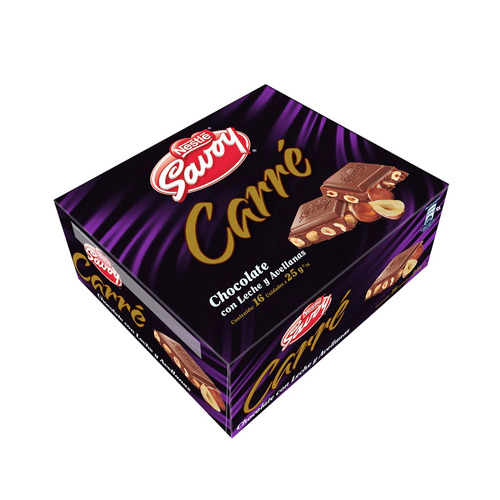CHOCOLATE SAVOY CARRE MINI AVELLANAS 25GR